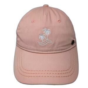 Roxy 5 Panel Pink White Palm Tree Embroidered Strapback Adjustable Hat OS